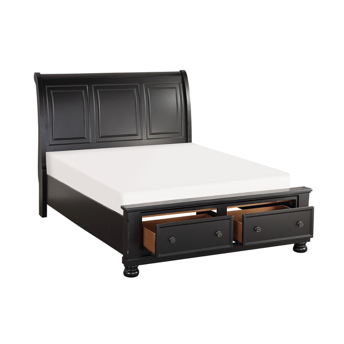 Laurelin Eastern King Sleigh Platform Bed with Footboard Storage in Black - 1714KBK-1EK - FAMSA Furniture (TX)