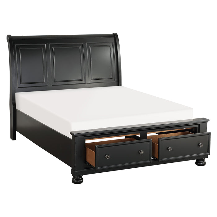 Laurelin Queen Sleigh Platform Bed with Footboard Storage in Black - 1714BK-1 - FAMSA Furniture (TX)