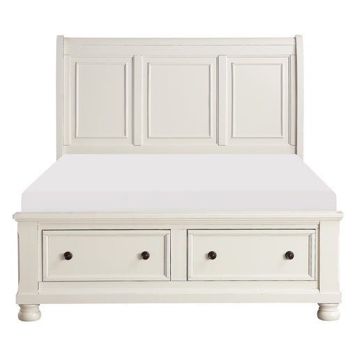 Laurelin Queen Sleigh Platform Bed with Footboard Storage in White - 1714W-1 - FAMSA Furniture (TX)