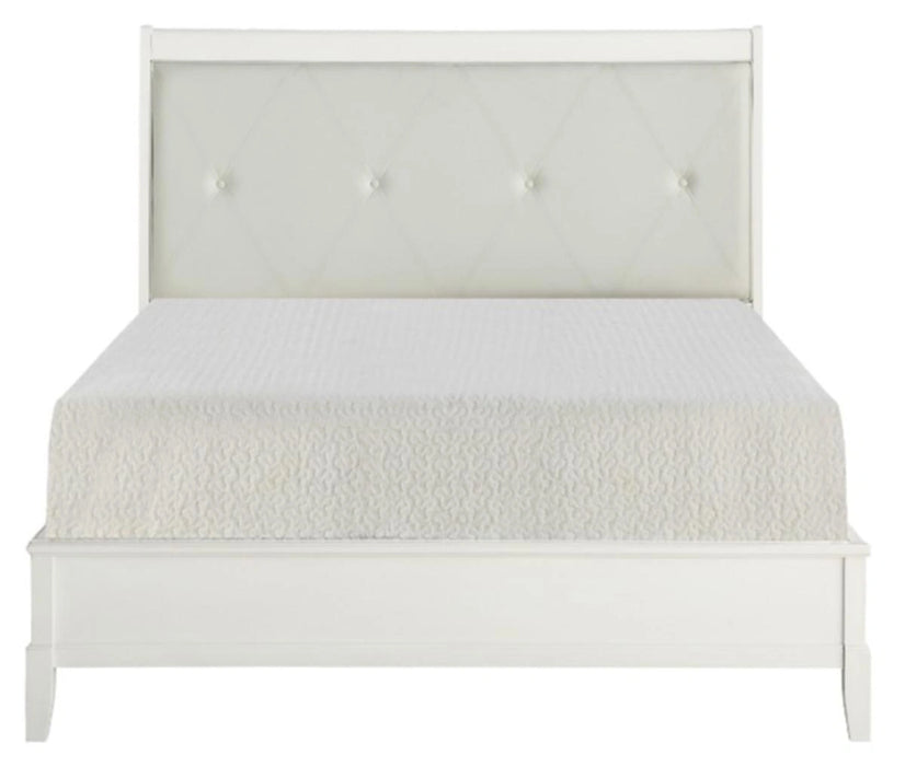 Cotterill King Upholstered Sleigh Bed in Antique White 1730KWW-1EK*