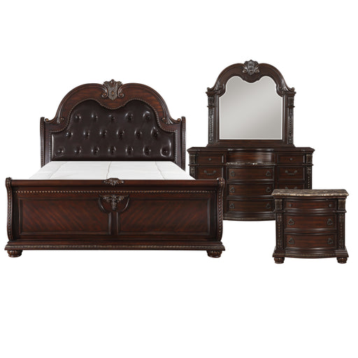 Cavalier 4PC SET (QB+NS+DR+MR) in Cherry - 1757-1*4 - FAMSA Furniture (TX)