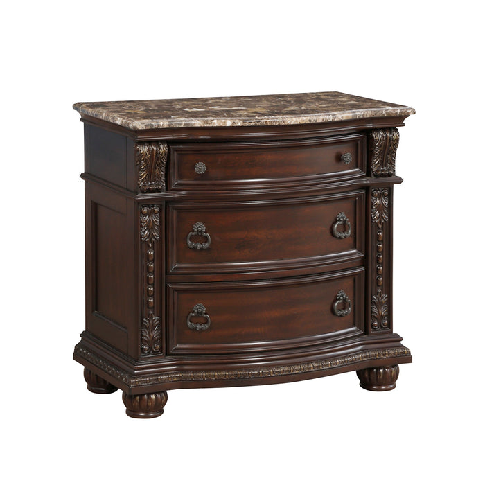 Cavalier Nightstand, Marble Top in Cherry - 1757-4 - FAMSA Furniture (TX)