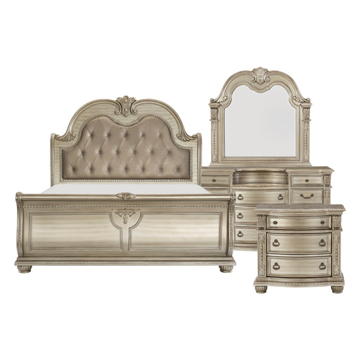 Cavalier 4pc Set (QB+NS+DR+MR) in Gold/Silver/Champagne - 1757SV-1*4 - FAMSA Furniture (TX)