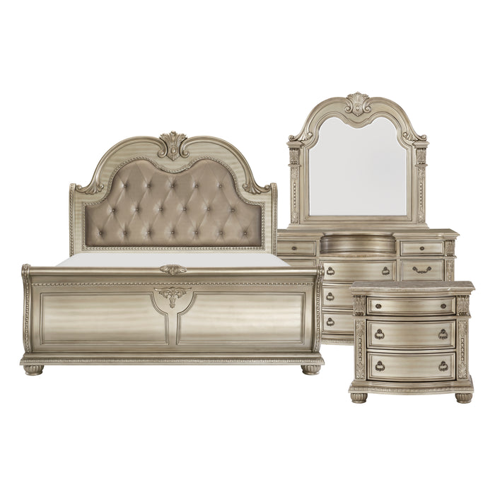 Cavalier 4pc Set (QB+NS+DR+MR) in Gold/Silver/Champagne - 1757SV-1*4 - FAMSA Furniture (TX)