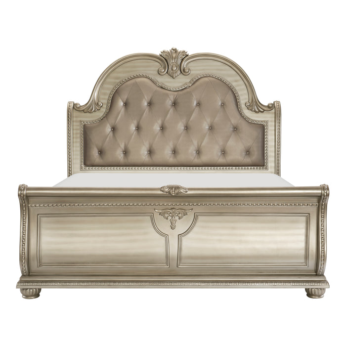 Cavalier 4pc Set (QB+NS+DR+MR) in Gold/Silver/Champagne - 1757SV-1*4 - FAMSA Furniture (TX)