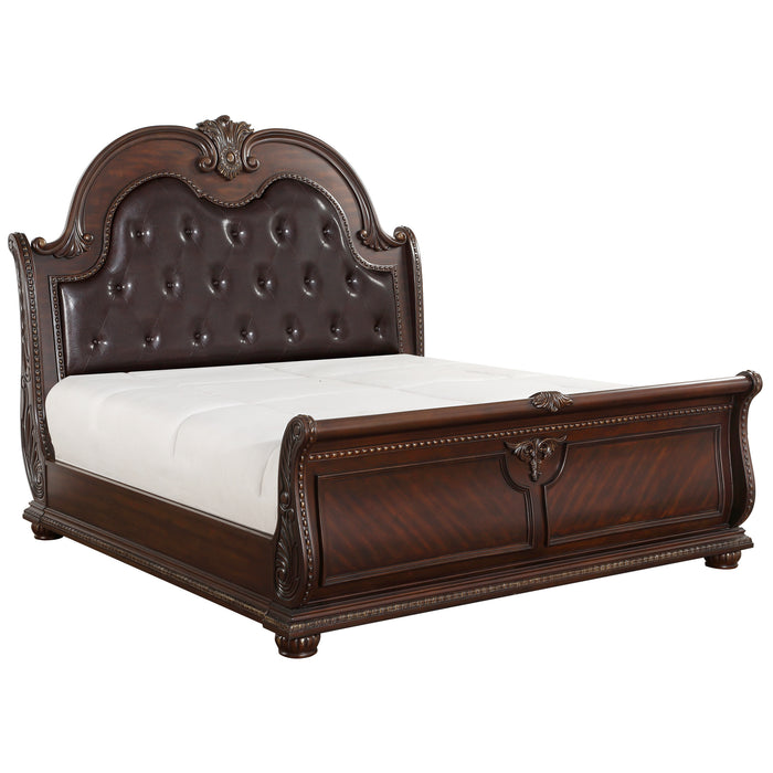 Cavalier Queen Sleigh Bed in Cherry - 1757-1 - FAMSA Furniture (TX)