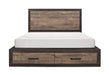 Miter Eastern King Platform Bed with Footboard Storage in Gray/Brown - 1762K-1EK - FAMSA Furniture (TX)