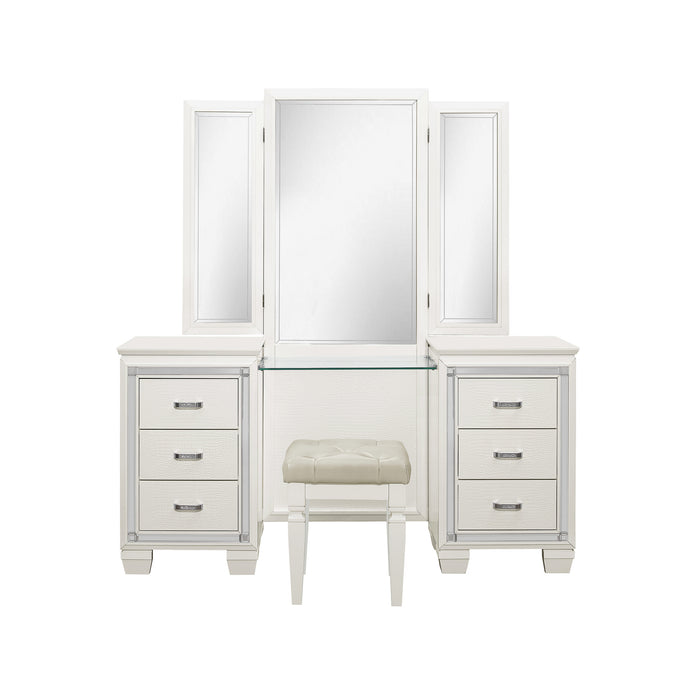 Allura (3)Vanity Dresser with Mirror in White/Transparent - 1916W-15* - FAMSA Furniture (TX)