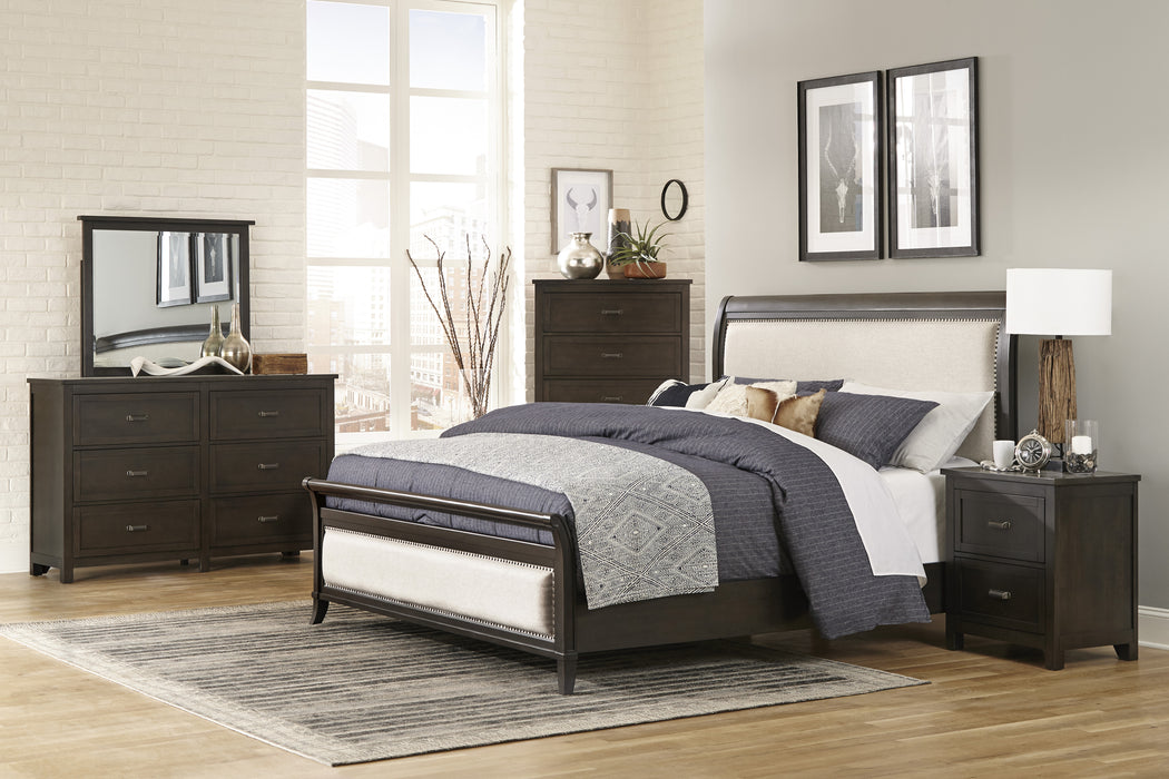 Hebron Eastern King Bed in Beige/Cherry - 1923NBK-1EK - FAMSA Furniture (TX)