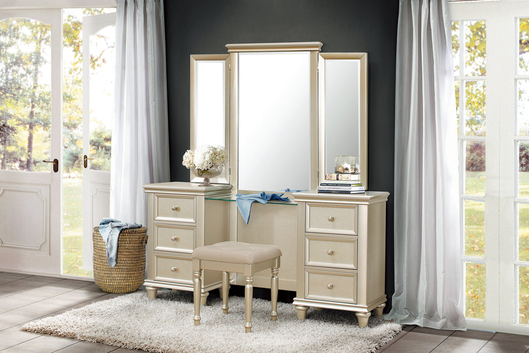 Celandine (3)Vanity Dresser with Mirror in Gold/Silver/Champagne - 1928-15* - FAMSA Furniture (TX)