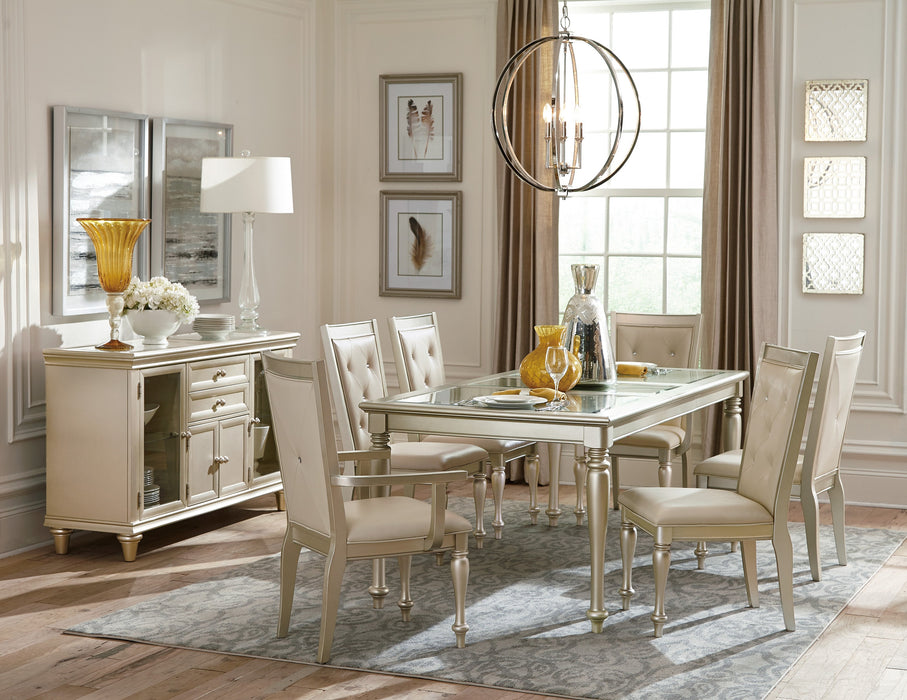 Celandine Dining Table, Glass Insert in Gold/Silver/Champagne - 1928-78NG - FAMSA Furniture (TX)