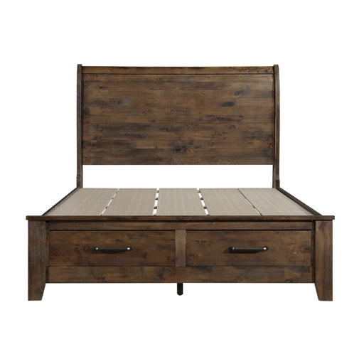 Jerrick Eastern King Sleigh Platform Bed with Footboard Storage in Brown - 1957K-1EK - FAMSA Furniture (TX)