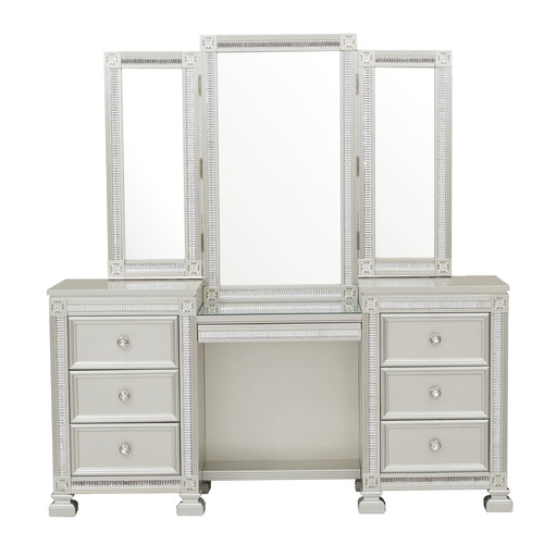 Bevelle (4)Vanity Dresser with Mirror in Transparent/Gold/Silver/Champagne/Gray - 1958-15* - FAMSA Furniture (TX)