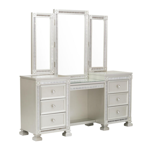 Bevelle (4)Vanity Dresser with Mirror in Transparent/Gold/Silver/Champagne/Gray - 1958-15* - FAMSA Furniture (TX)