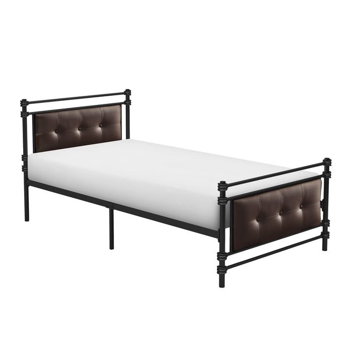 Jayla Twin Platform Bed in Brown/Black/Metal - 2050T-1 - FAMSA Furniture (TX)