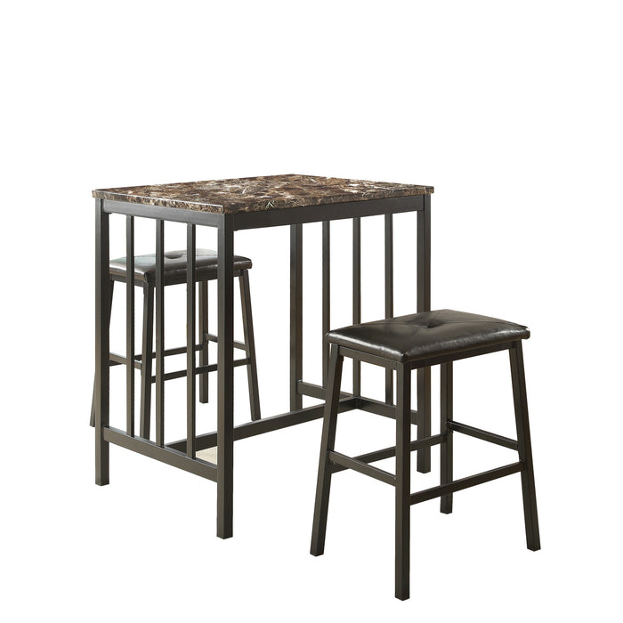 Edgar 3-Piece Pack Counter Height Set in Brown/Black - 5106BK - FAMSA Furniture (TX)