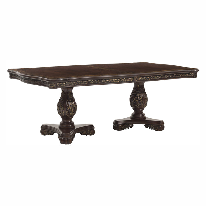 Deryn Park 5pc Set (TB+4S) in Cherry/Metallic Accent - Traditional - 2243-114*5 - FAMSA Furniture (TX)