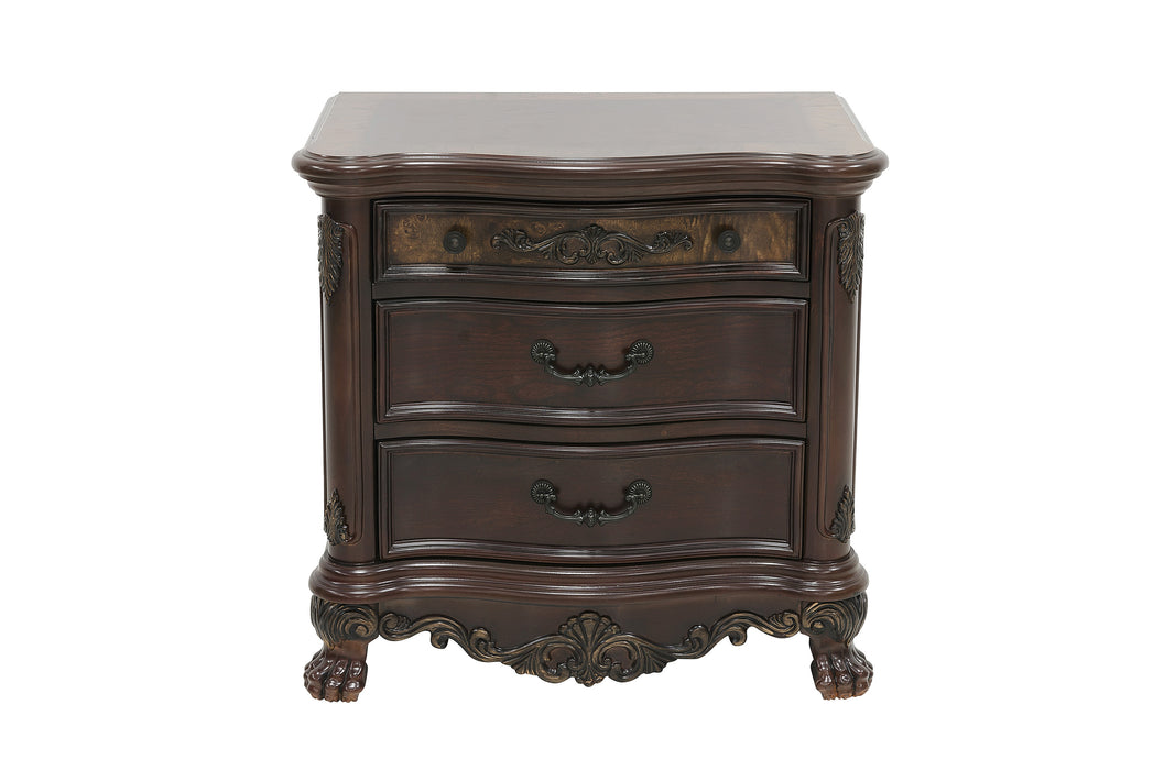 Deryn Park 4pc set (QB+NS+DR+MR) in Cherry/Metallic Accent - Traditional - 2243SL-1*4 - FAMSA Furniture (TX)