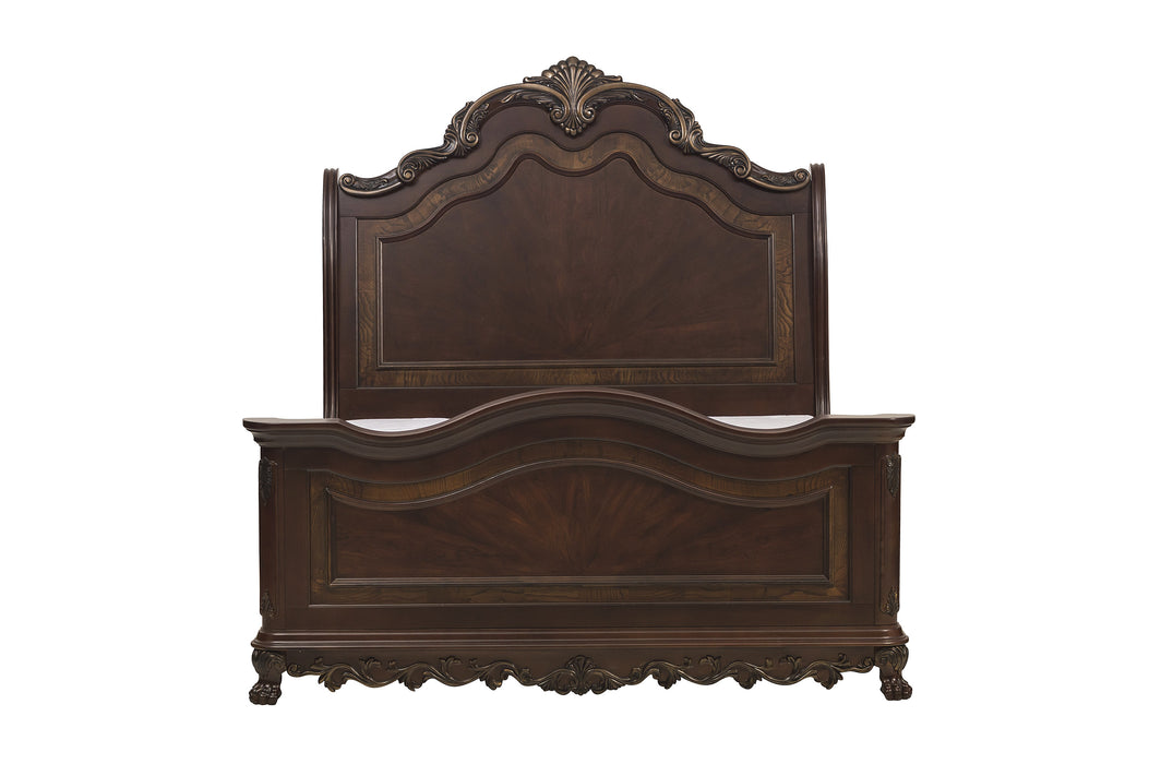 Deryn Park 4pc set (QB+NS+DR+MR) in Cherry/Metallic Accent - Traditional - 2243SL-1*4 - FAMSA Furniture (TX)