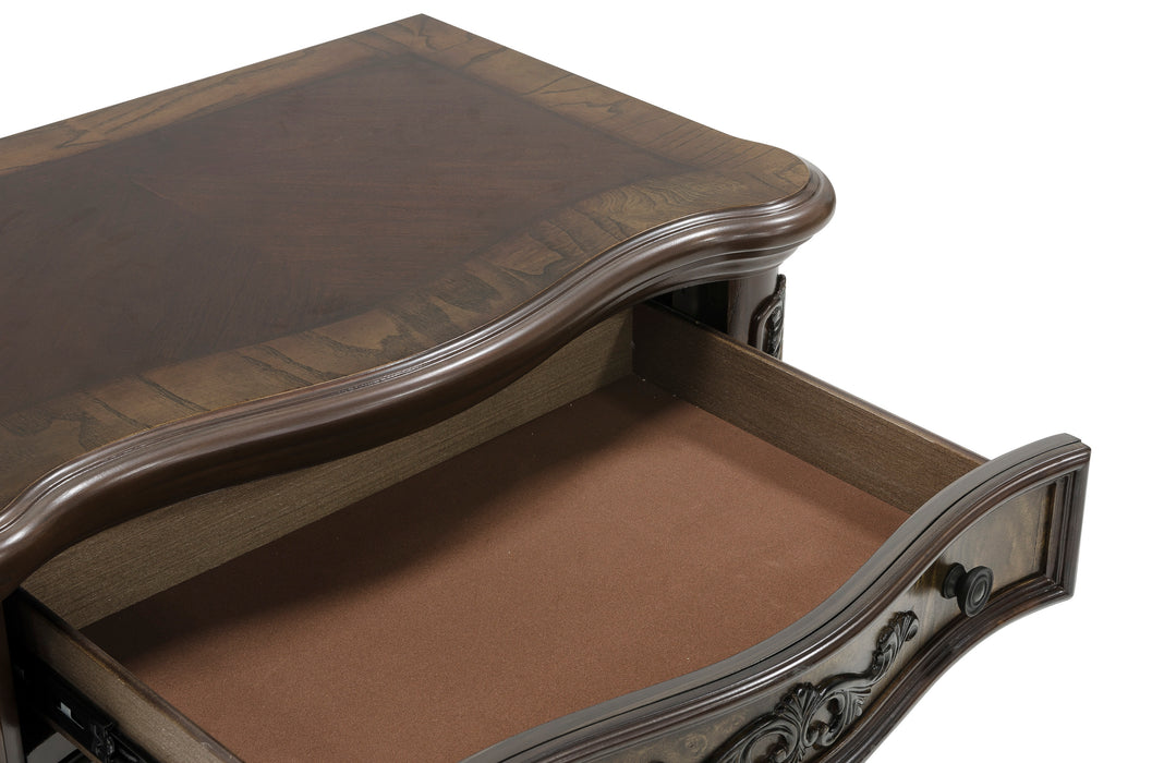 Deryn Park Nightstand in Cherry/Metallic Accent - Traditional - 2243-4 - FAMSA Furniture (TX)