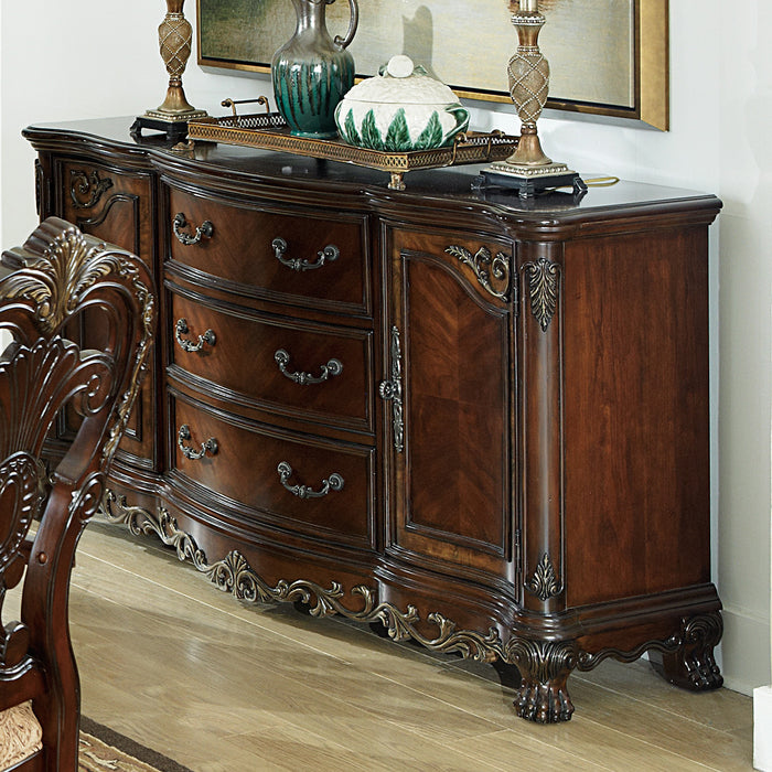 Deryn Park BUFFET/SERVER in Cherry/Metallic Accent - Traditional - 2243-55 - FAMSA Furniture (TX)