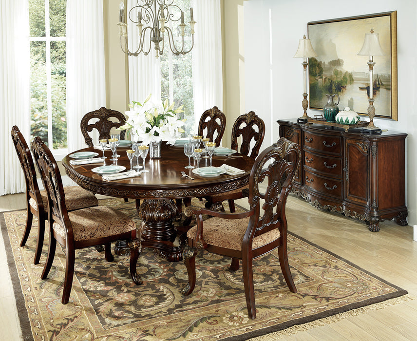 Deryn Park Round/Oval Dining Table in Metallic Accent - Traditional/Cherry - 2243-76* - FAMSA Furniture (TX)