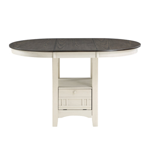 Junipero Round / Oval Counter Height Table with Storage Base in Brown/White - 2423W-36 - FAMSA Furniture (TX)
