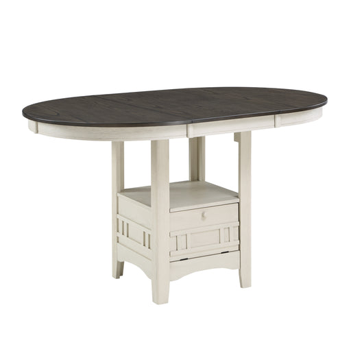 Junipero Round / Oval Counter Height Table with Storage Base in Brown/White - 2423W-36 - FAMSA Furniture (TX)