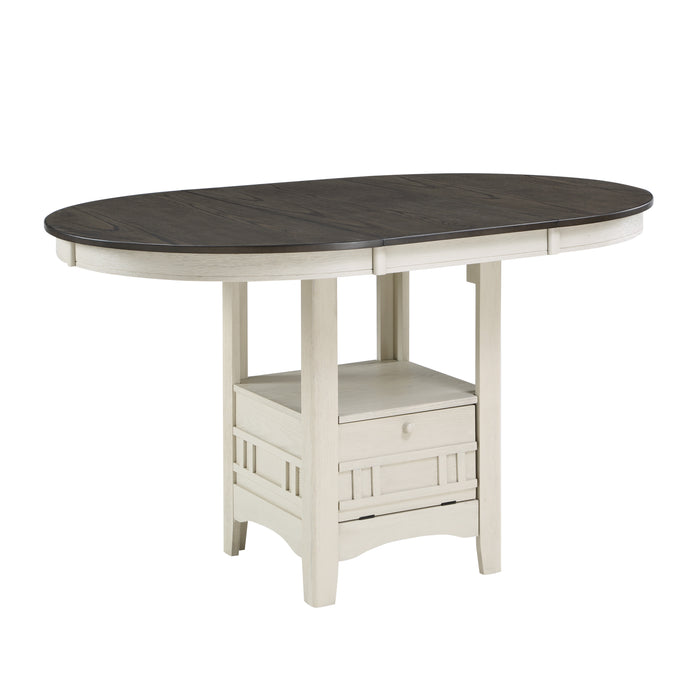 Junipero Round / Oval Counter Height Table with Storage Base in Brown/White - 2423W-36 - FAMSA Furniture (TX)