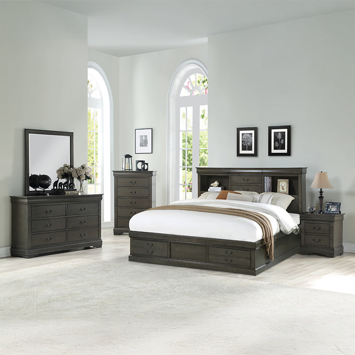 Louis Philippe III Queen Bed w/Storage - Image 6