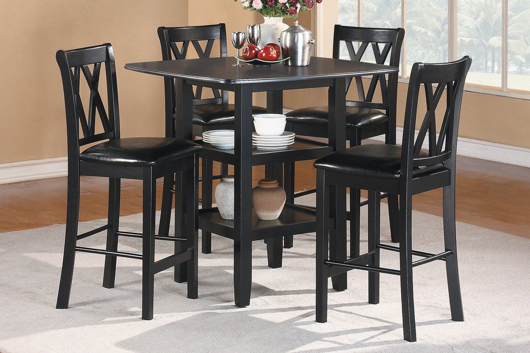 Norman 5-Piece Pack Counter Height Set in Black - 2514BK-36 - FAMSA Furniture (TX)