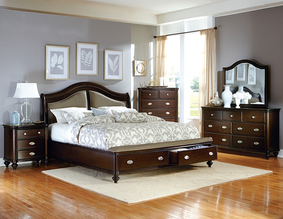 Marston Queen Sleigh Platform Bed in Cherry - 2615DC-1 - FAMSA Furniture (TX)