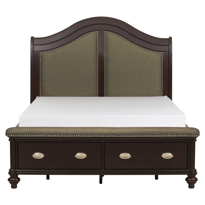 Marston Queen Sleigh Platform Bed in Cherry - 2615DC-1 - FAMSA Furniture (TX)