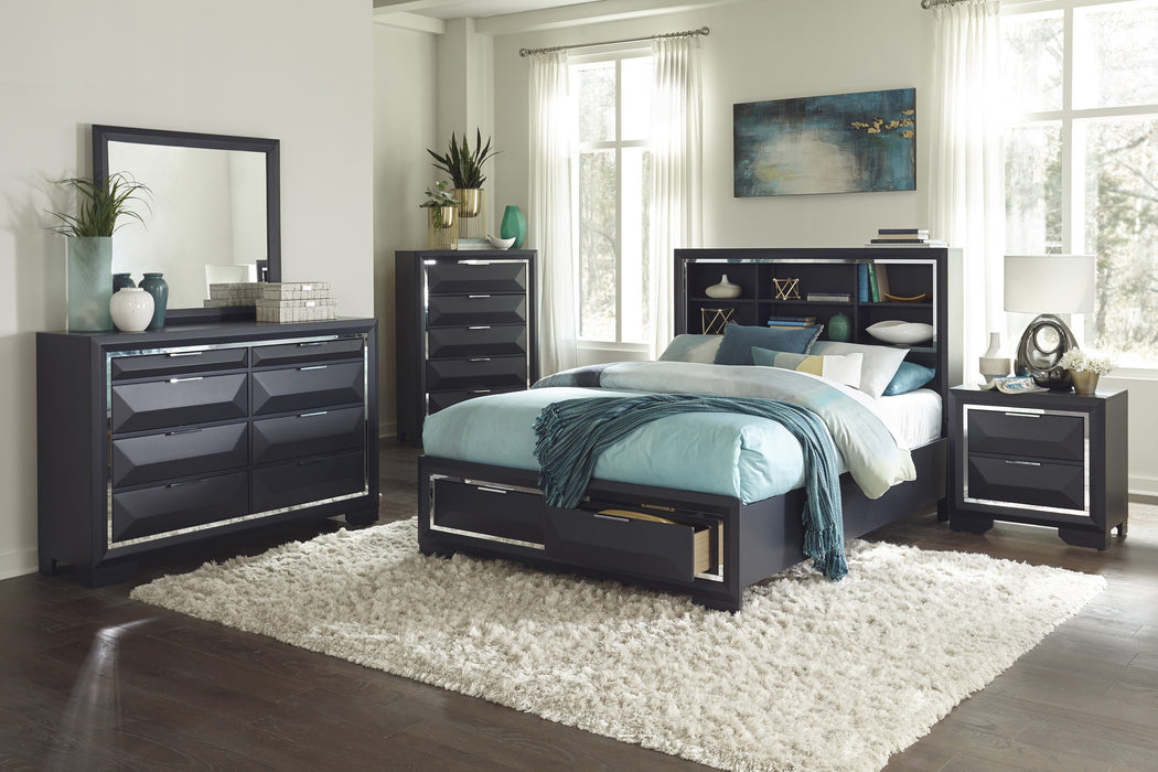 Rosemont Eastern King Platform Bed with Footboard Storage in Blue/Gold/Silver/Champagne - 1553K-1EK - FAMSA Furniture (TX)