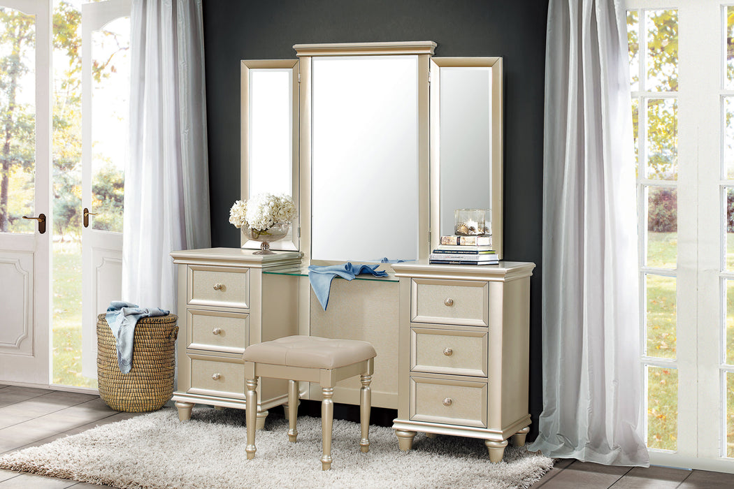 Celandine Vanity Stool in Gold/Silver/Champagne - 1928-14 - FAMSA Furniture (TX)