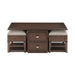 Claremore Cocktail Table with two Ottomans in Brown - 3500-30 - FAMSA Furniture (TX)