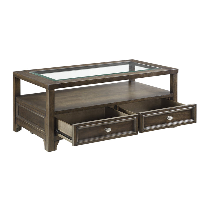 Auburn Cocktail Table in Brown/Transparent - 3624-30 - FAMSA Furniture (TX)