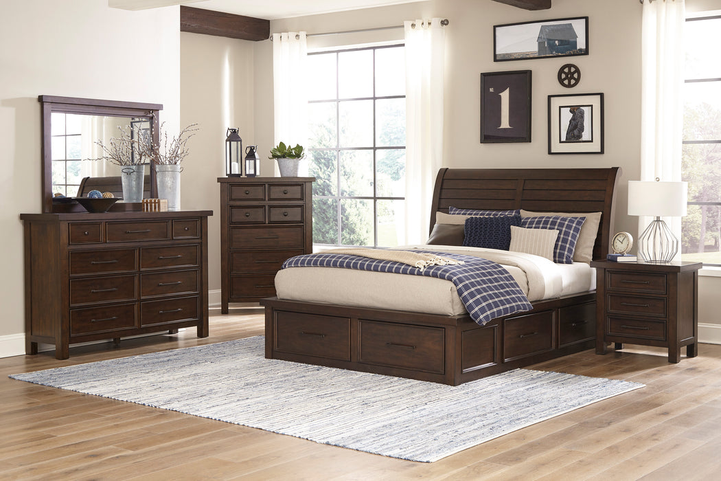Logandale Eastern King Platform Bed with Footboard Storage in Brown - 1559K-1EK - FAMSA Furniture (TX)