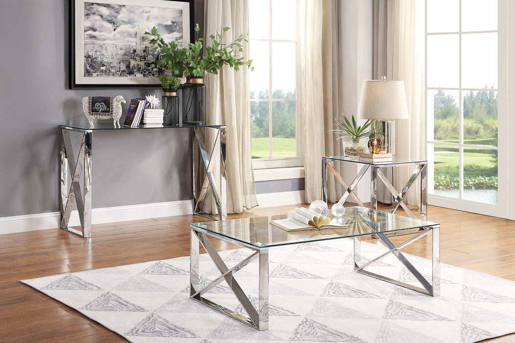 Rush End Table in Gold/Silver/Champagne/Transparent - 3644-04 - FAMSA Furniture (TX)