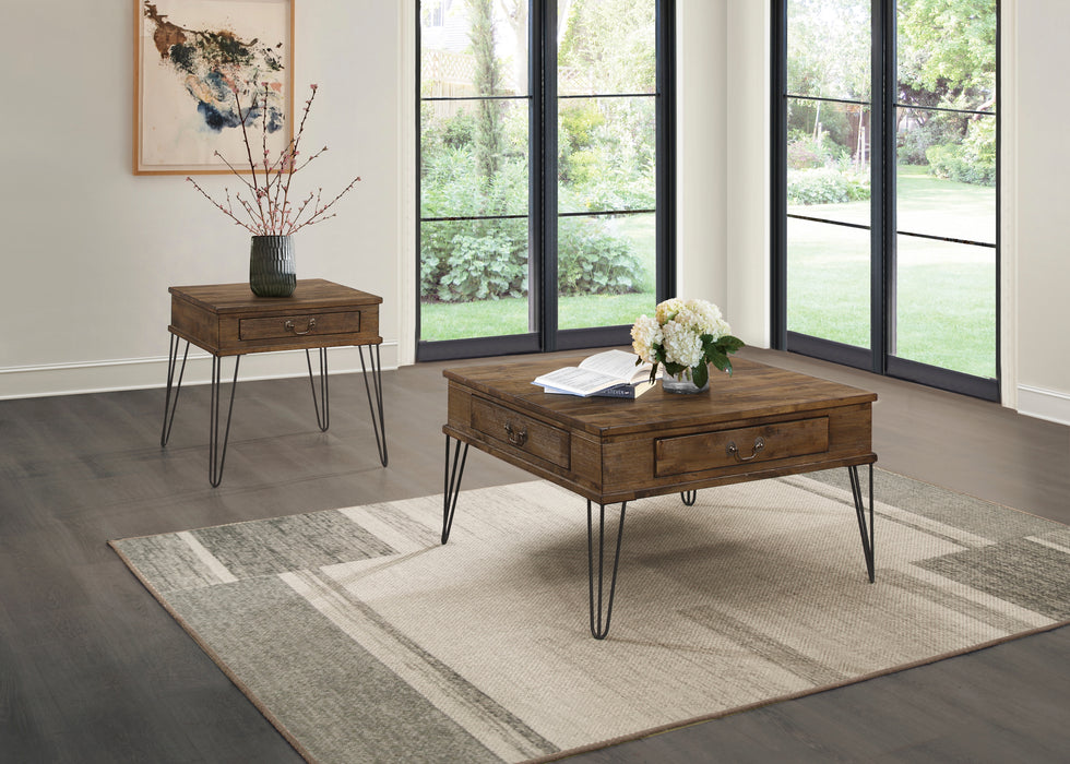 Shaffner Square Cocktail Table in Brown/Black/Oak - 3670M-01 - FAMSA Furniture (TX)