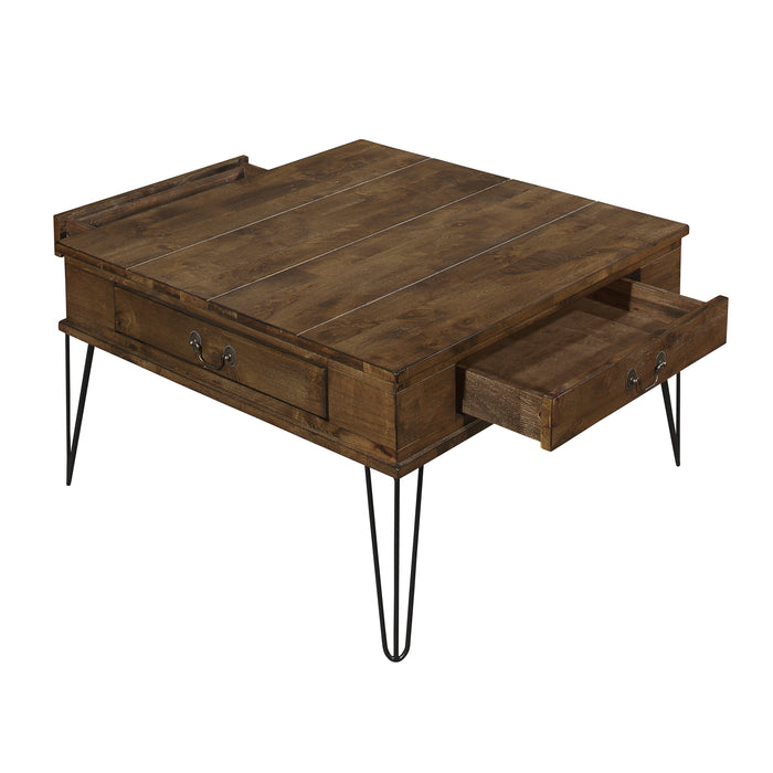 Shaffner Square Cocktail Table in Brown/Black/Oak - 3670M-01 - FAMSA Furniture (TX)