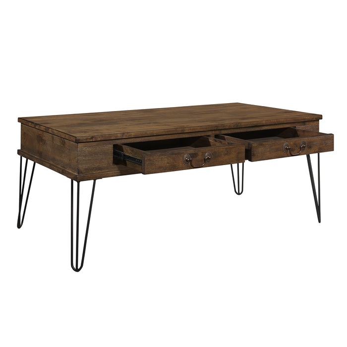 Shaffner Cocktail Table in Black/Oak/Brown - 3670M-30 - FAMSA Furniture (TX)