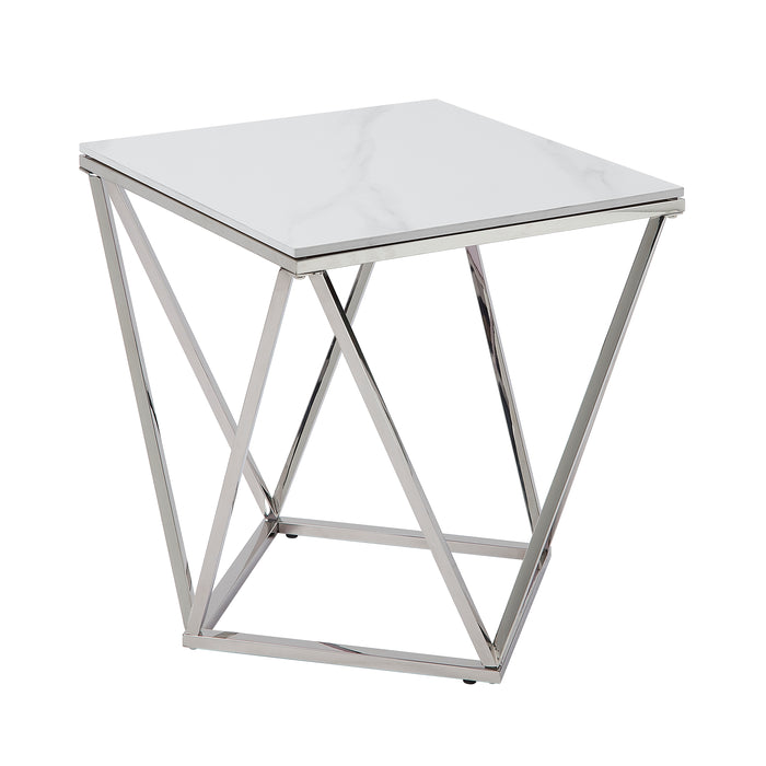 Alfeo End Table in Silver/White - 3694-04 - FAMSA Furniture (TX)