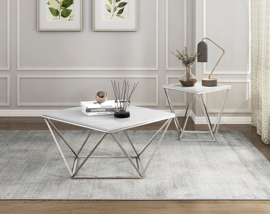 Alfeo End Table in Silver/White - 3694-04 - FAMSA Furniture (TX)