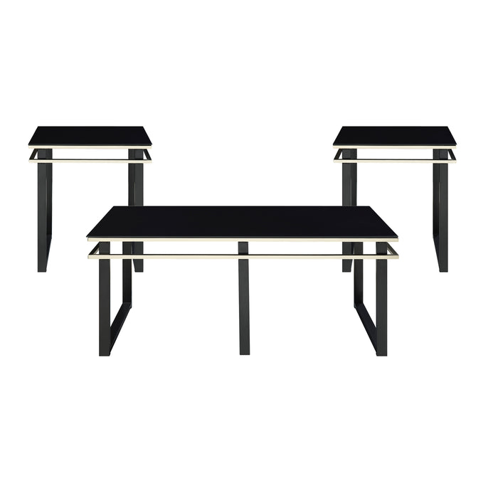 Zamir 3-Piece Pack Occasional Set in Black/Gold - 3701-31 - FAMSA Furniture (TX)