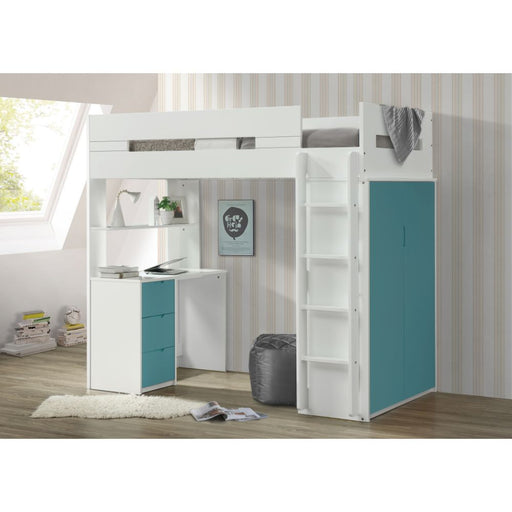 Twin Loft Bed w/Desk & Wardrobe - Image 2