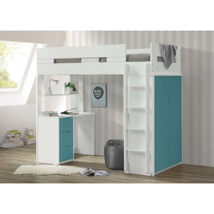 Twin Loft Bed w/Desk & Wardrobe - Image 2