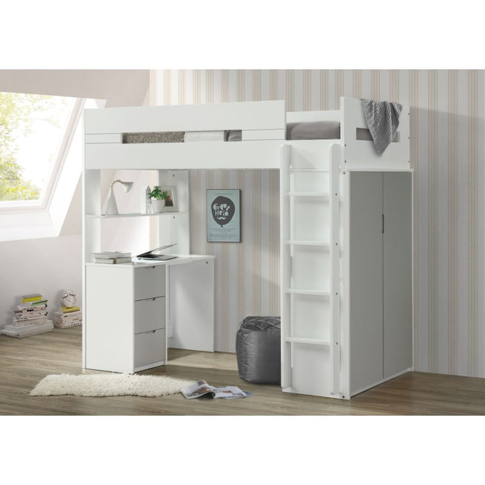 Twin Loft Bed w/Desk & Wardrobe - Image 2