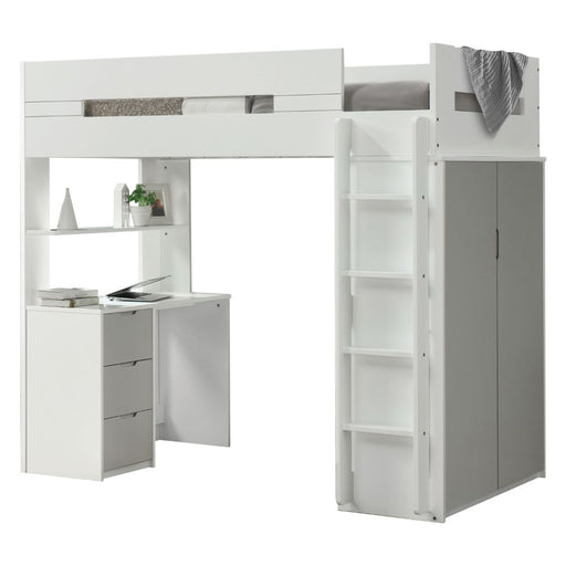 Twin Loft Bed w/Desk & Wardrobe