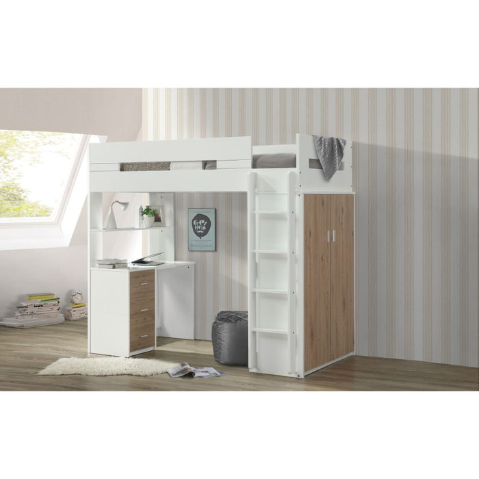 Twin Loft Bed w/Desk & Wardrobe - Image 2